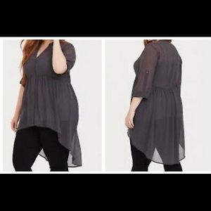 Grey Sheer High Low Tunic